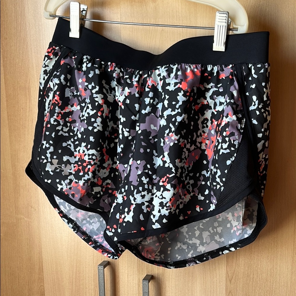 Black Patterned Athletic Shorts